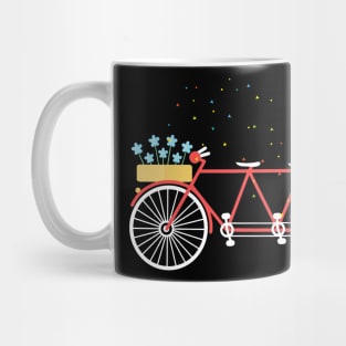 Cute Tandem Bike Shirt Yellow Bike with Red Heart Balloon Mug